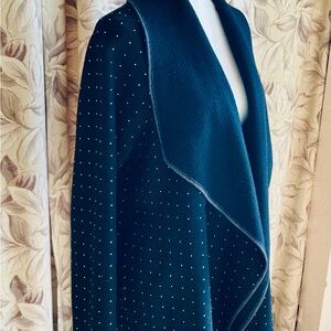 Elegant Black Open-Front Blazer with Stud Details